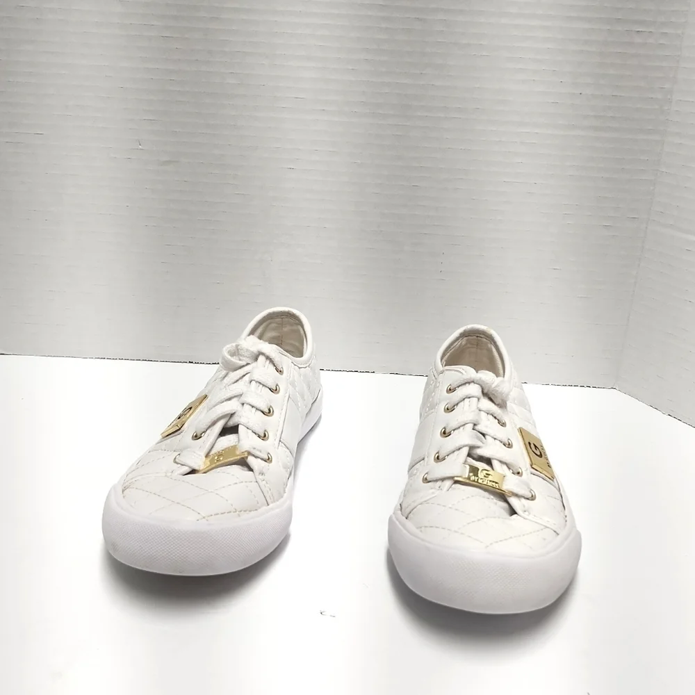 G by Guess Quilted White Sneakers with Gold Details